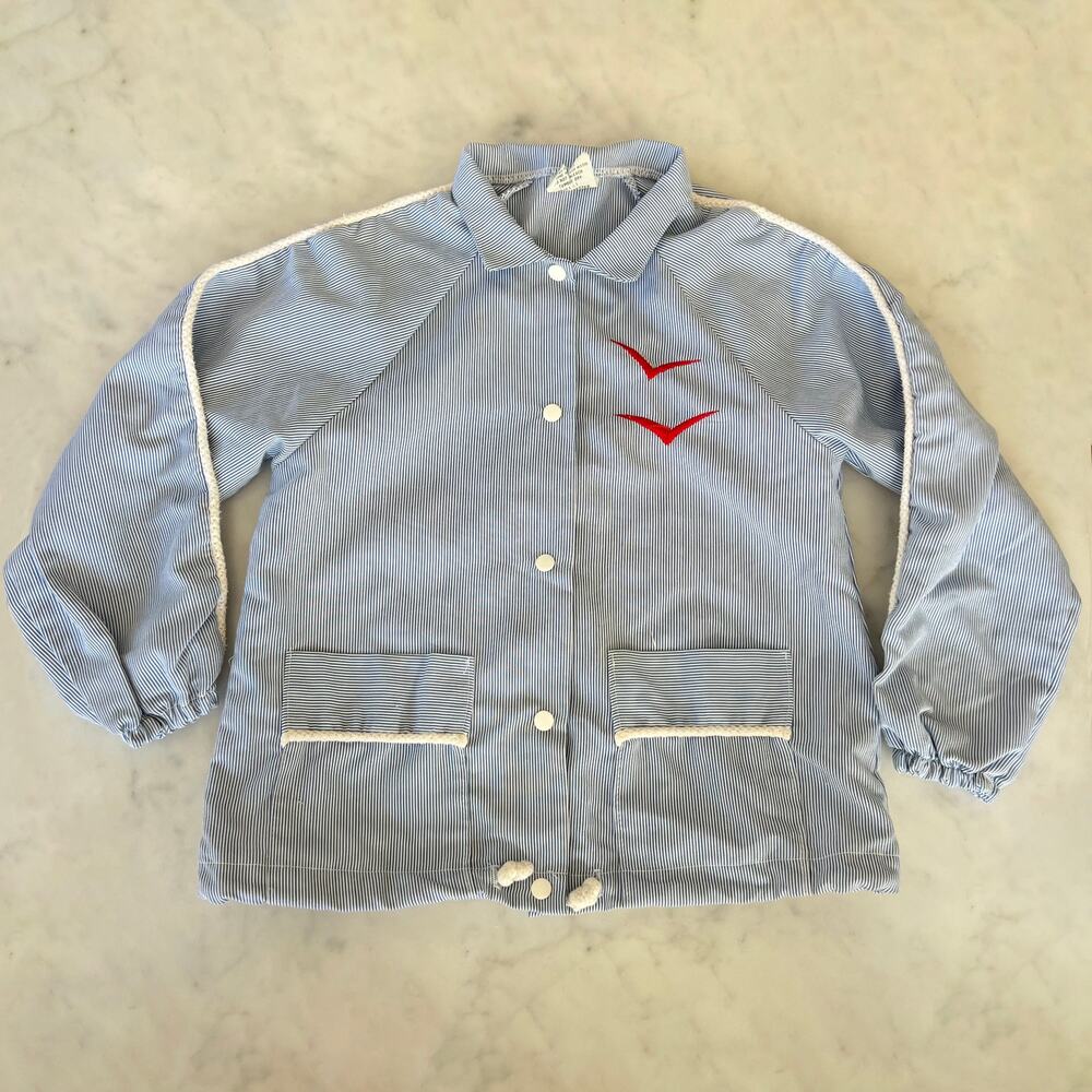 Vintage Kids' Pinstripe Embroidered Seagulls Snap Buttoned Lightweight Jacket